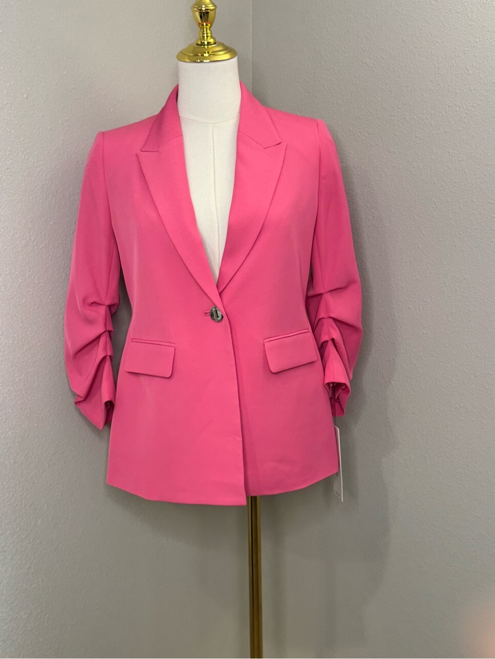 Calvin Klein Pink Ruched Sleeve Blazer Women’s 4P Petite NWT T52JG903
